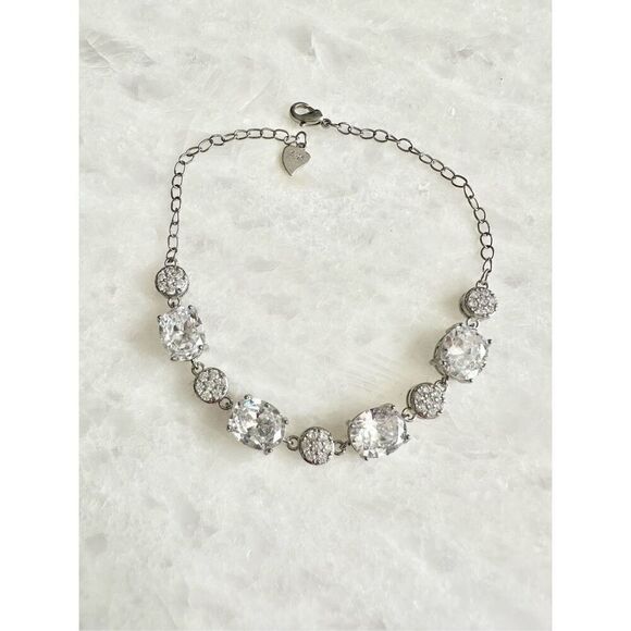 Cubic zirconia sparkle bracelet round cut mixed with oval cut with lobster class - Picture 1 of 5